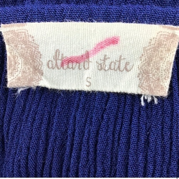 Altar’d State Top Boho Tie Up Blue Embroidery Green Size S - Picture 7 of 7